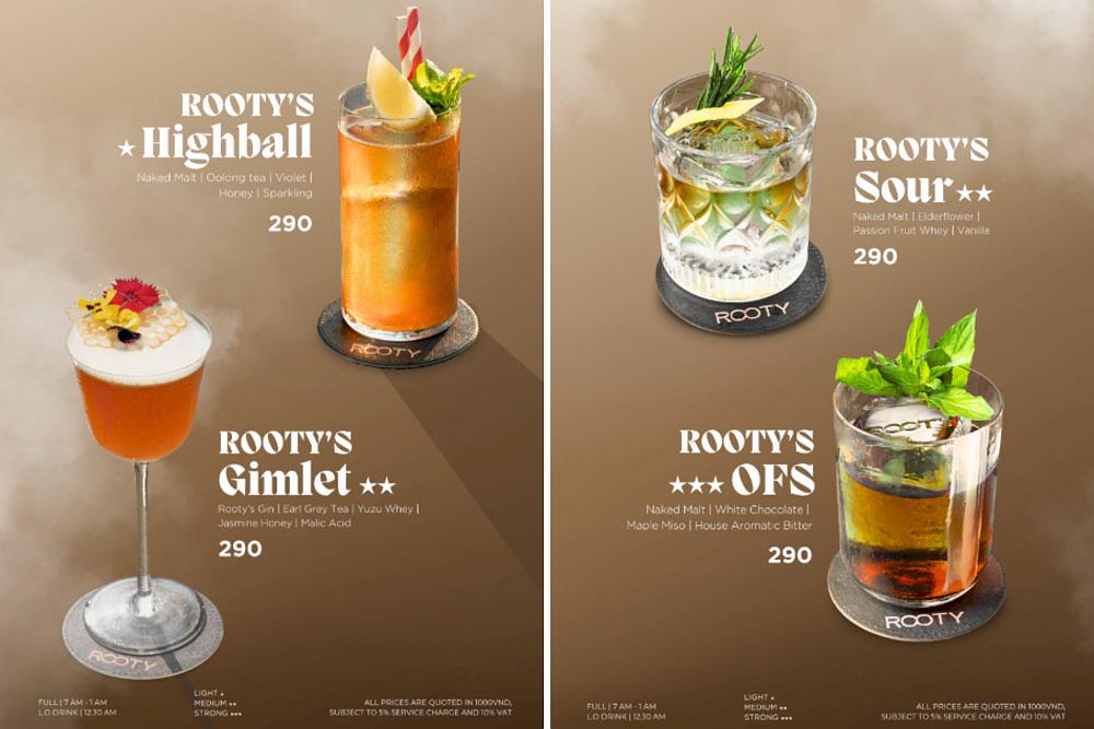 Rooty’s cocktails are emotional experiences, each one telling a story through color, aroma, and taste